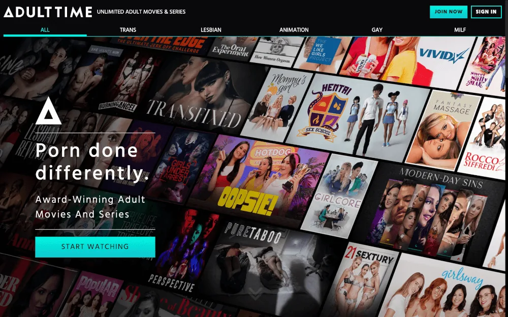 AdultTime — homepage screenshot
