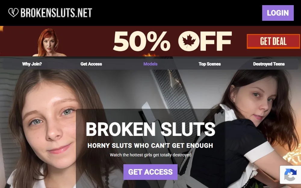 Broken Sluts — homepage screenshot