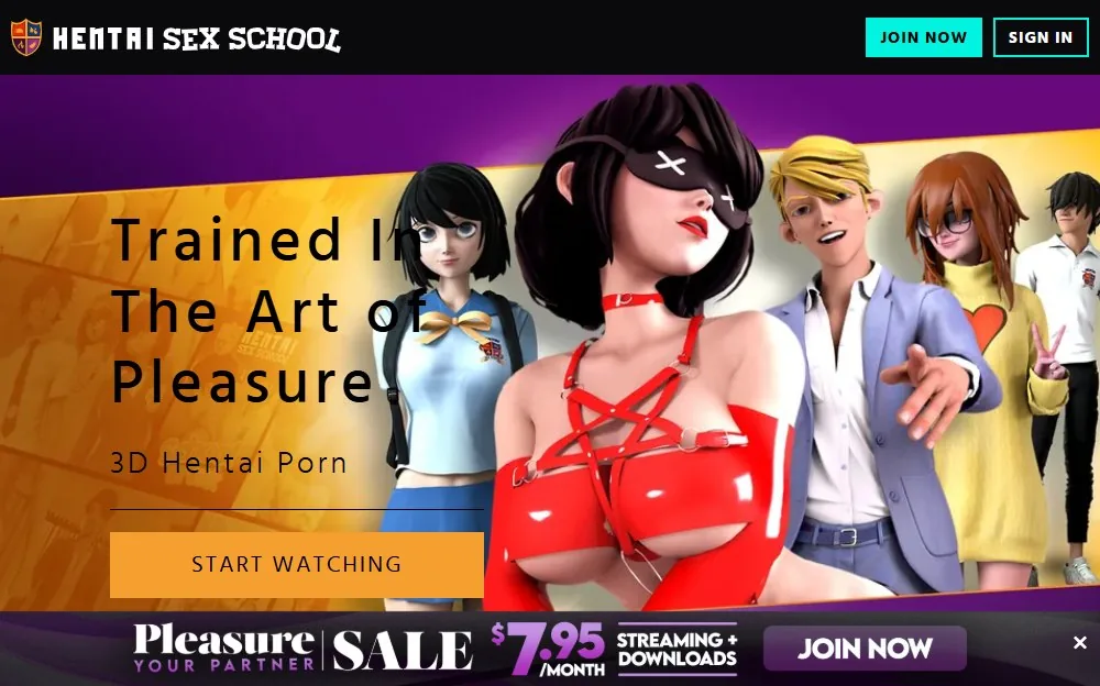 Hentai Sex School — homepage screenshot