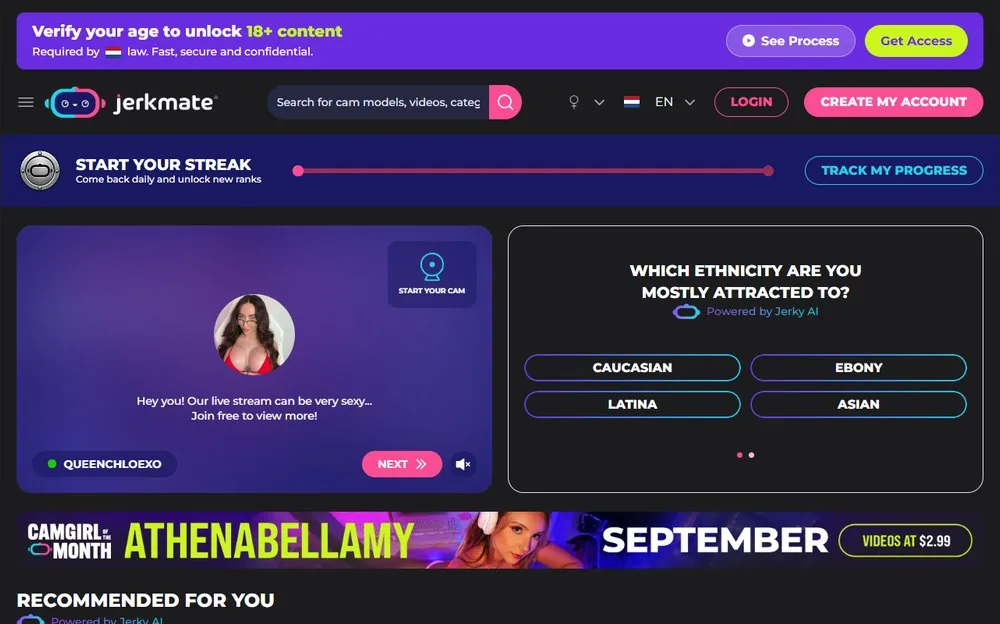 Jerkmate — homepage screenshot