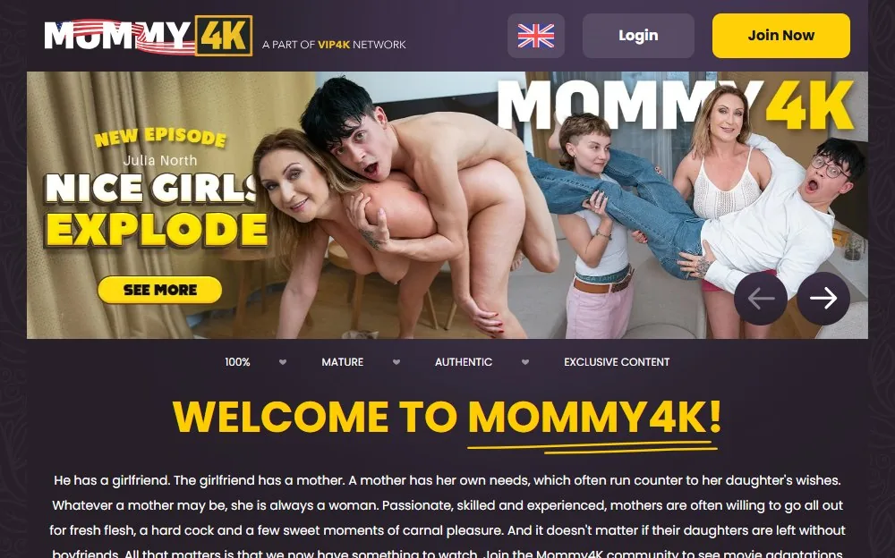 Mommy 4K — homepage screenshot