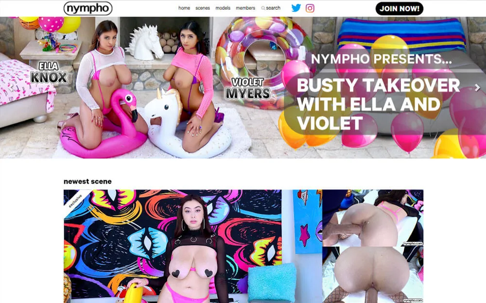 Nympho — homepage screenshot