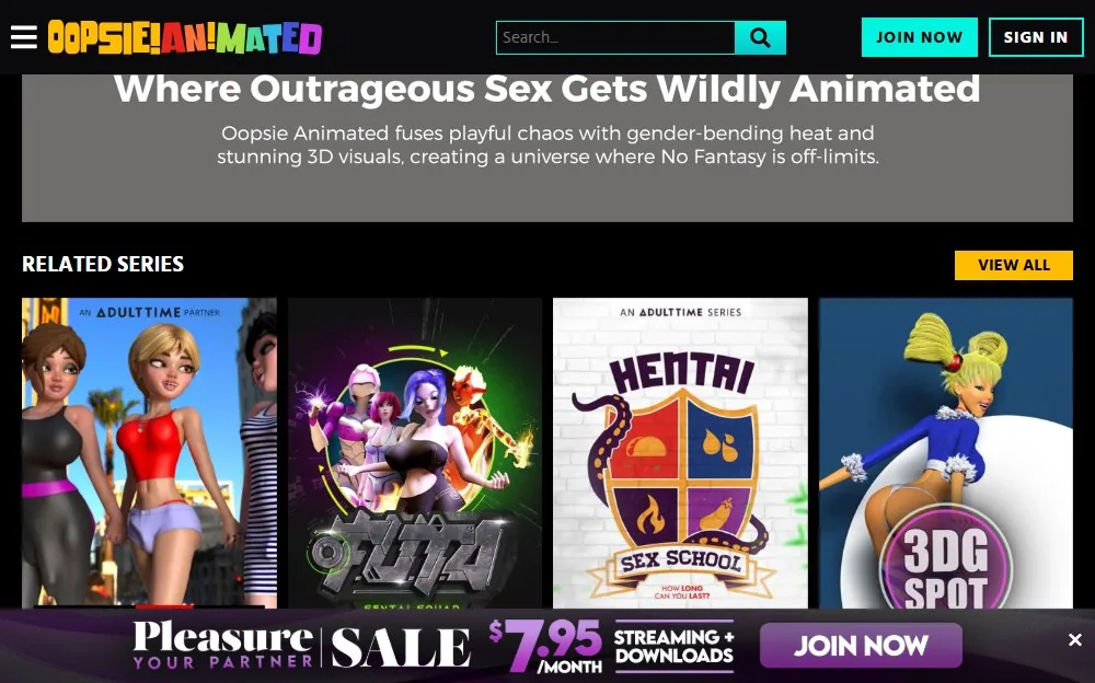 Oopsie Animated — homepage screenshot