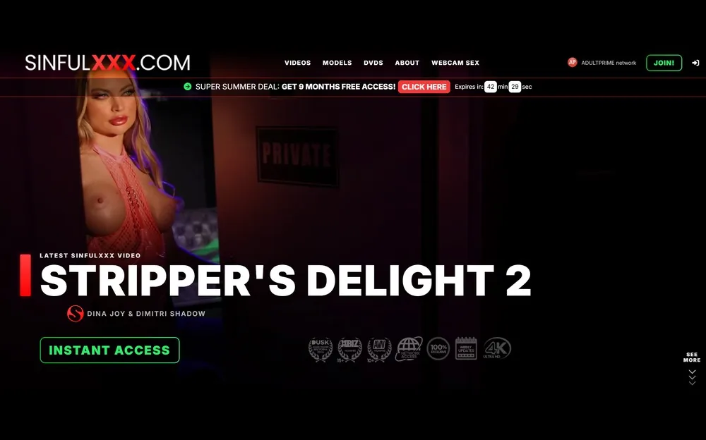 Sinful XXX — homepage screenshot