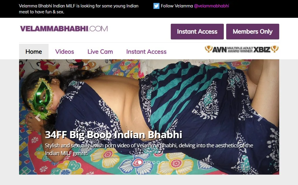 Velamma Bhabhi — homepage screenshot