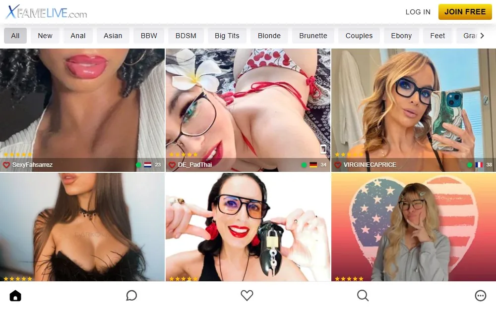 XFame Live — homepage screenshot