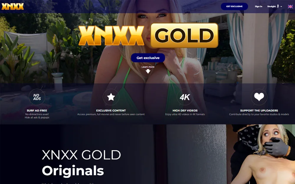 XNXX Gold — homepage screenshot